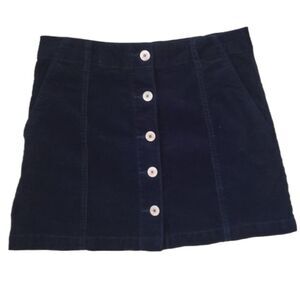 🌸Forever 21 Navy Blue Corduroy Mini Skirt, Button Front, Pockets